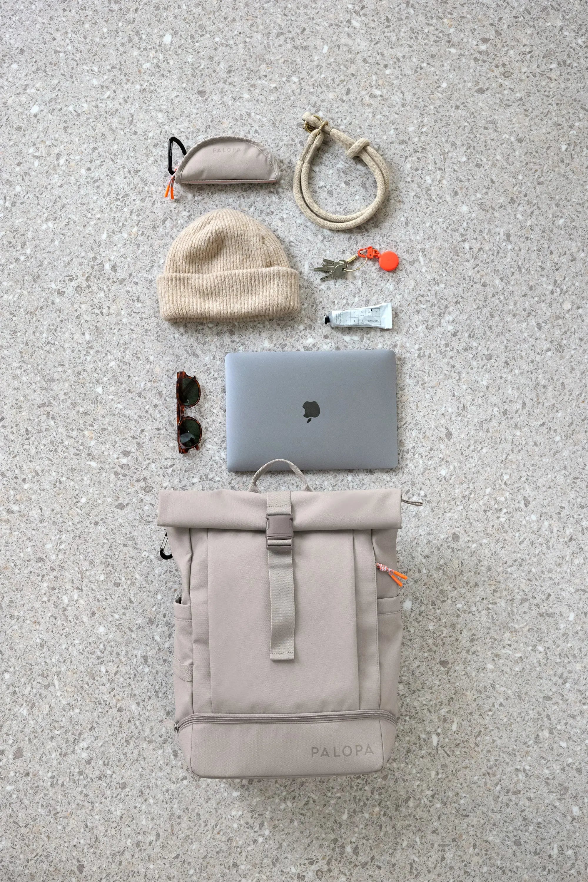 Rolltop Rucksack - Yoska, Taupe Lässig